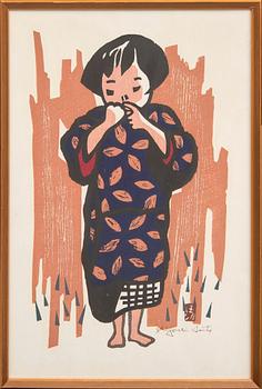 Kiyoshi Saito, a set of two woodcuts signed.