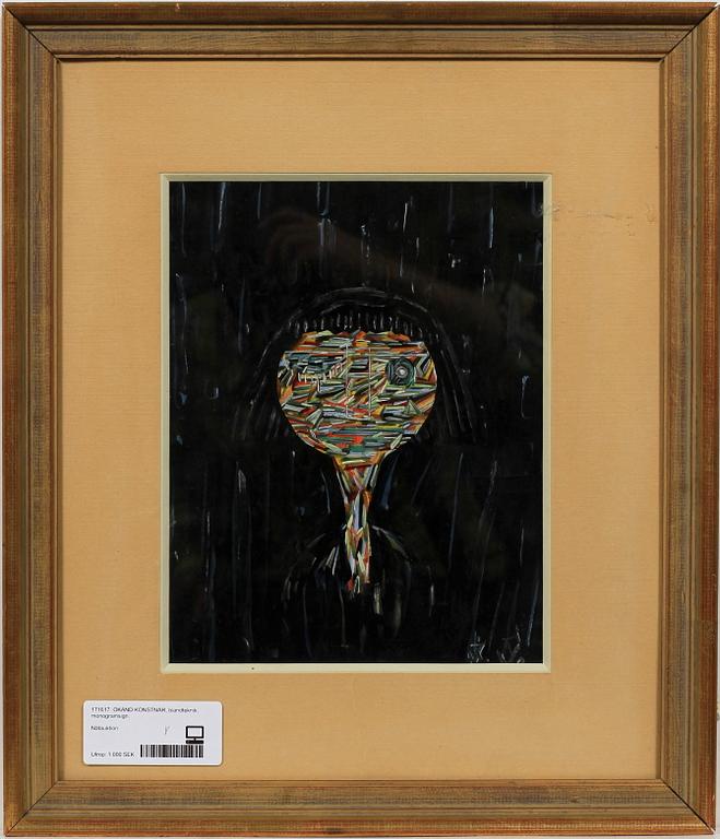 OKÄND KONSTNÄR, blandteknik, monogramsign.