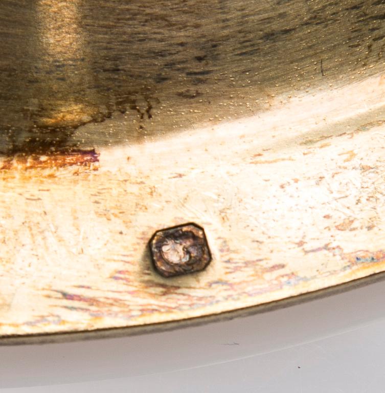 TEGLASHÅLLARE med FAT, förgyllt silver, Frankrike 1800-tal.