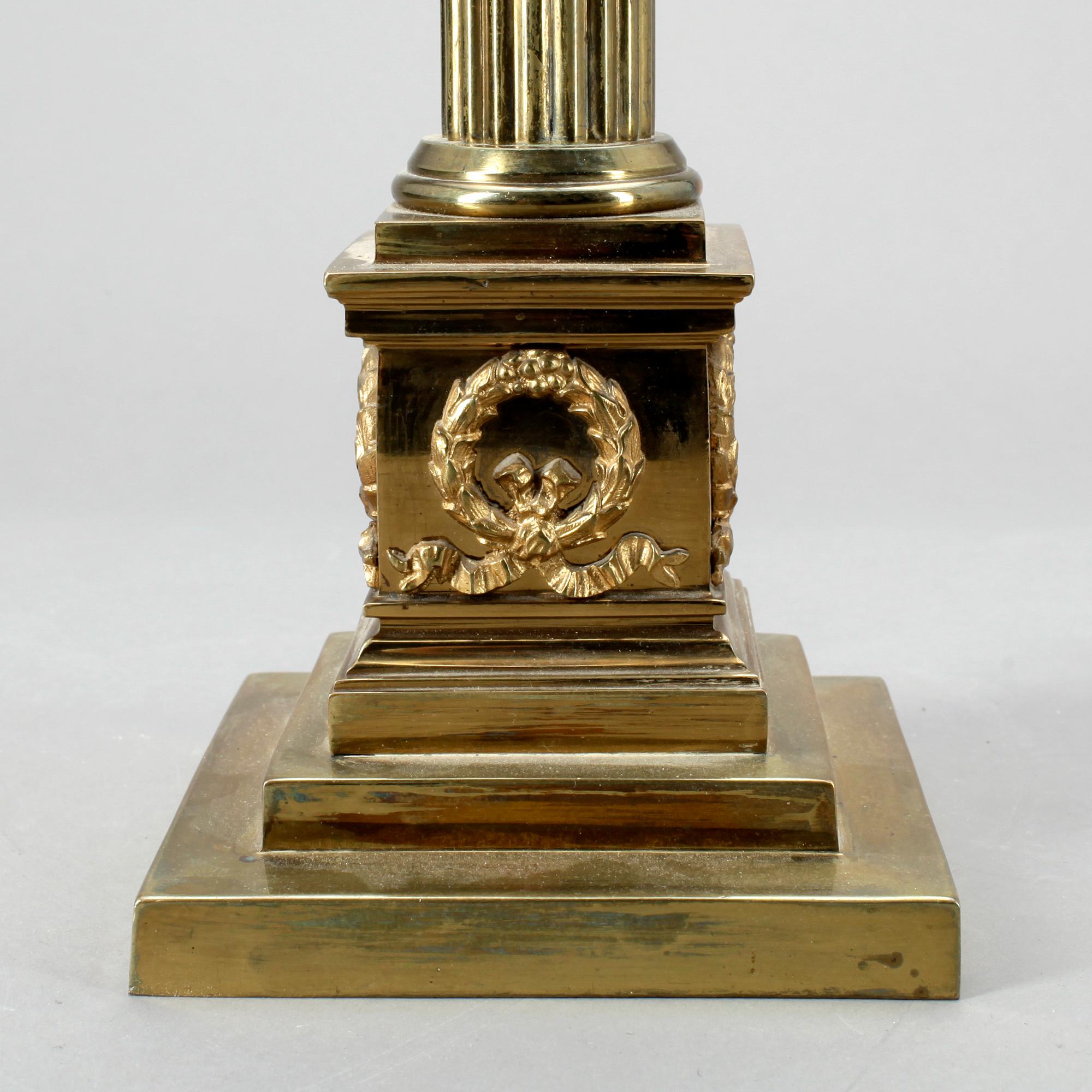 BORDSLAMPA, empirestil, märkt J Hinks & Son, 1900-talets början.