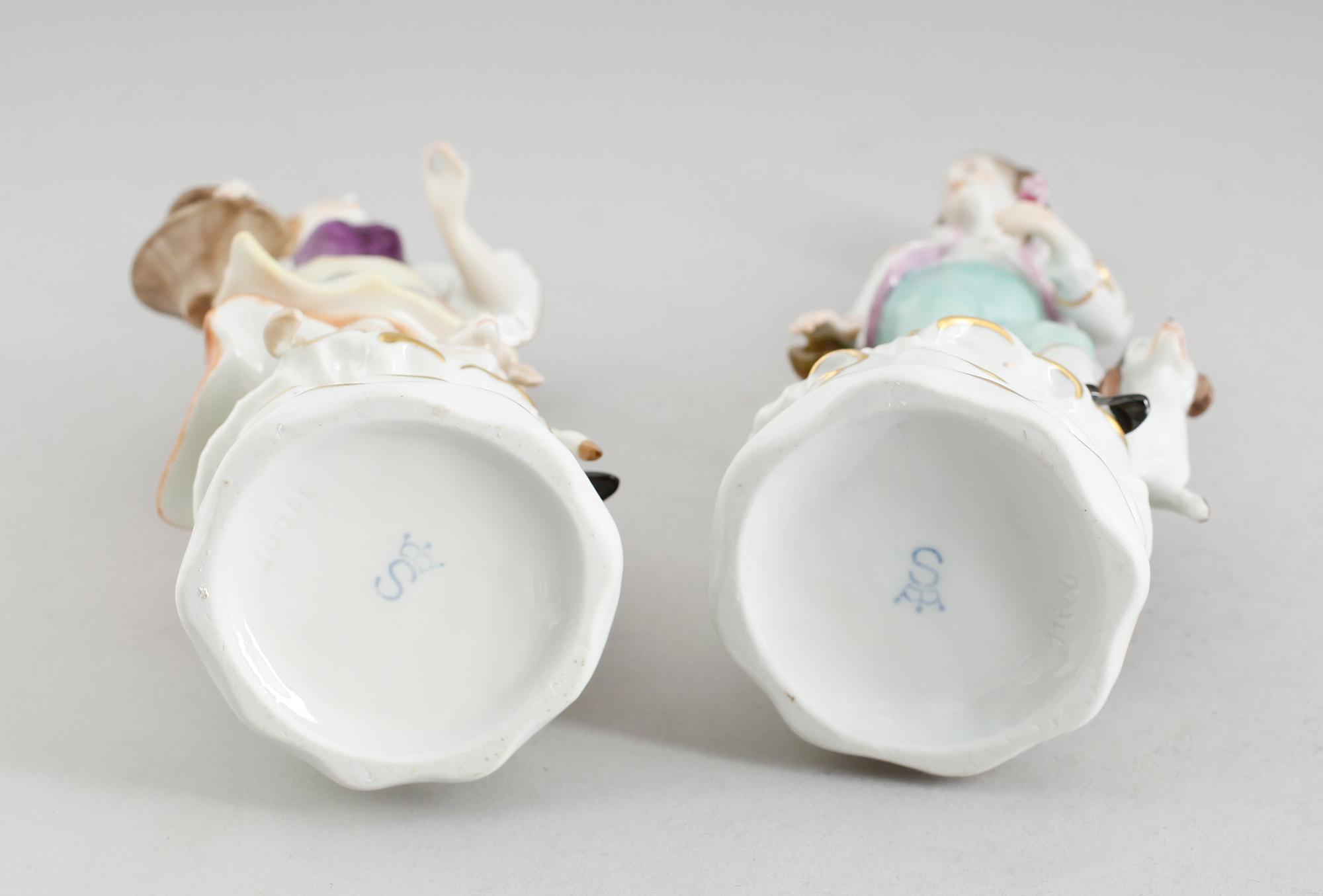 FIGURER, 2 st, porslin, Sitzendorf, 1900-talets mitt.