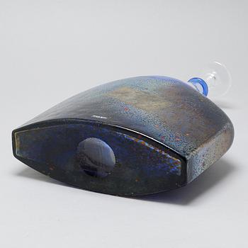 A glass flask by Bertil Vallien for Kosta Boda, signed, Artist Collection, fourth quarter of the 20th century.