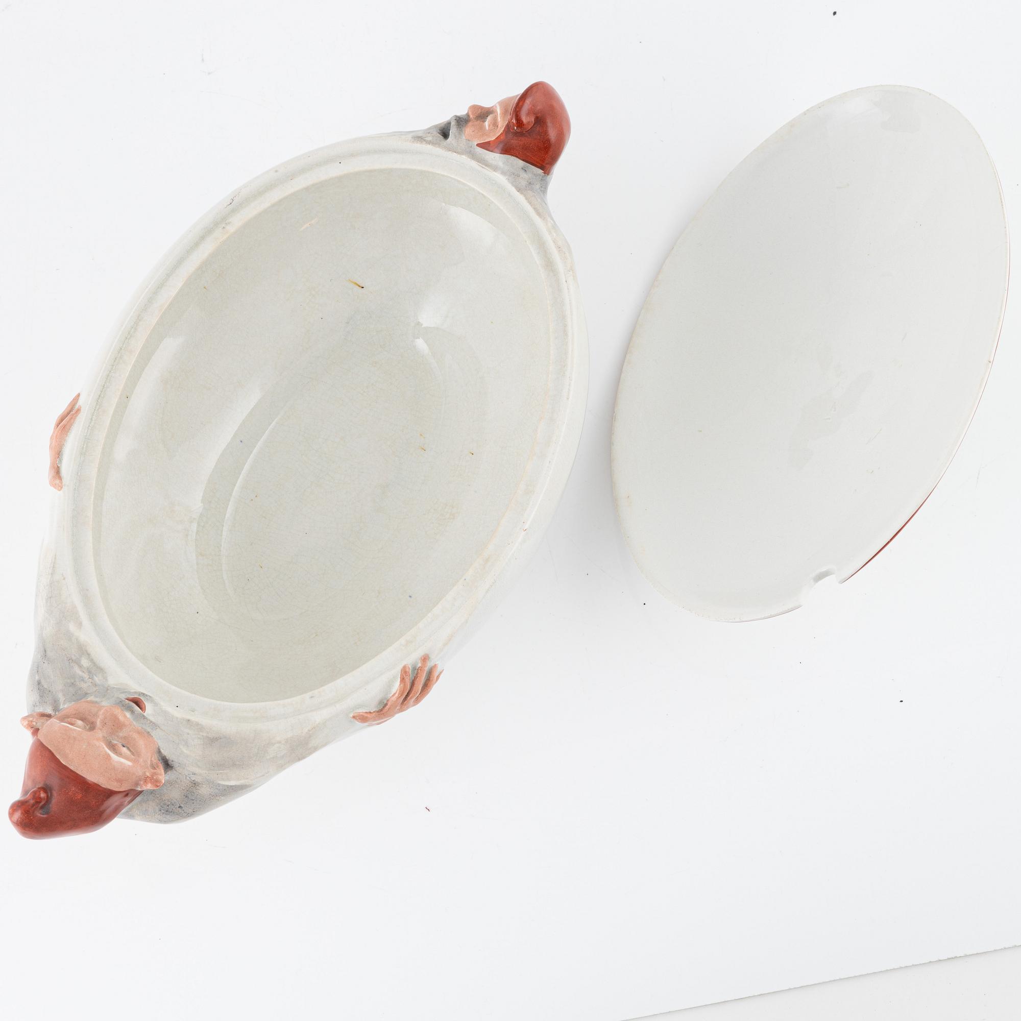 Alf Wallander, tureen, stoneware, Rörstrand, early 20th century.