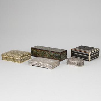 A group of boxes with covers, India, middle-east and south east asian, early 20th Century.