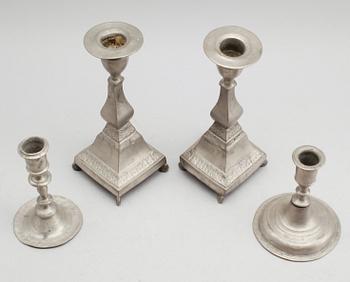 LJUSSTAKAR, 3 delar (2+1+1), tenn, 1700-/1800-tal.