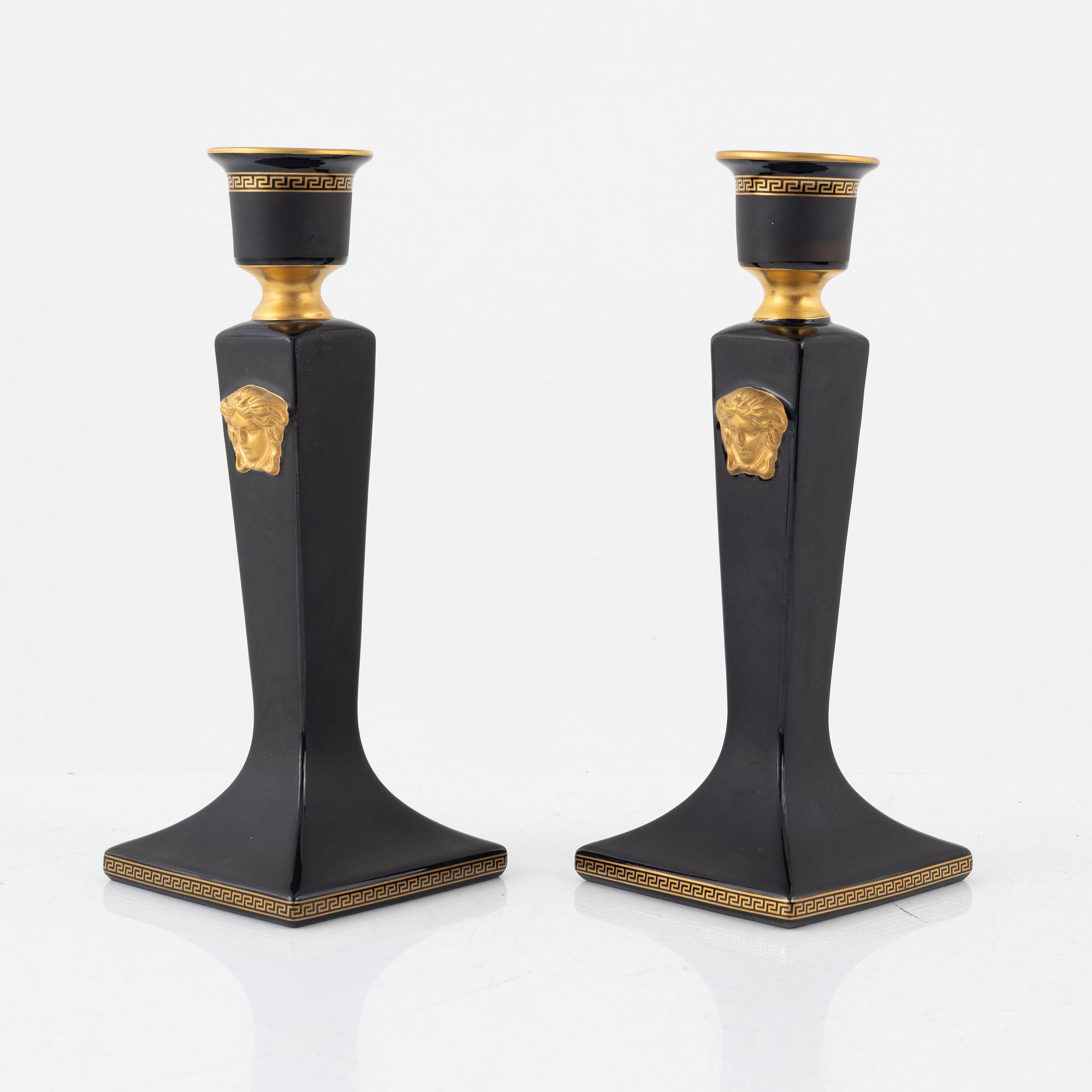 Ljusstakar, ett par, porslin, "Gorgona", Rosenthal för Versace.