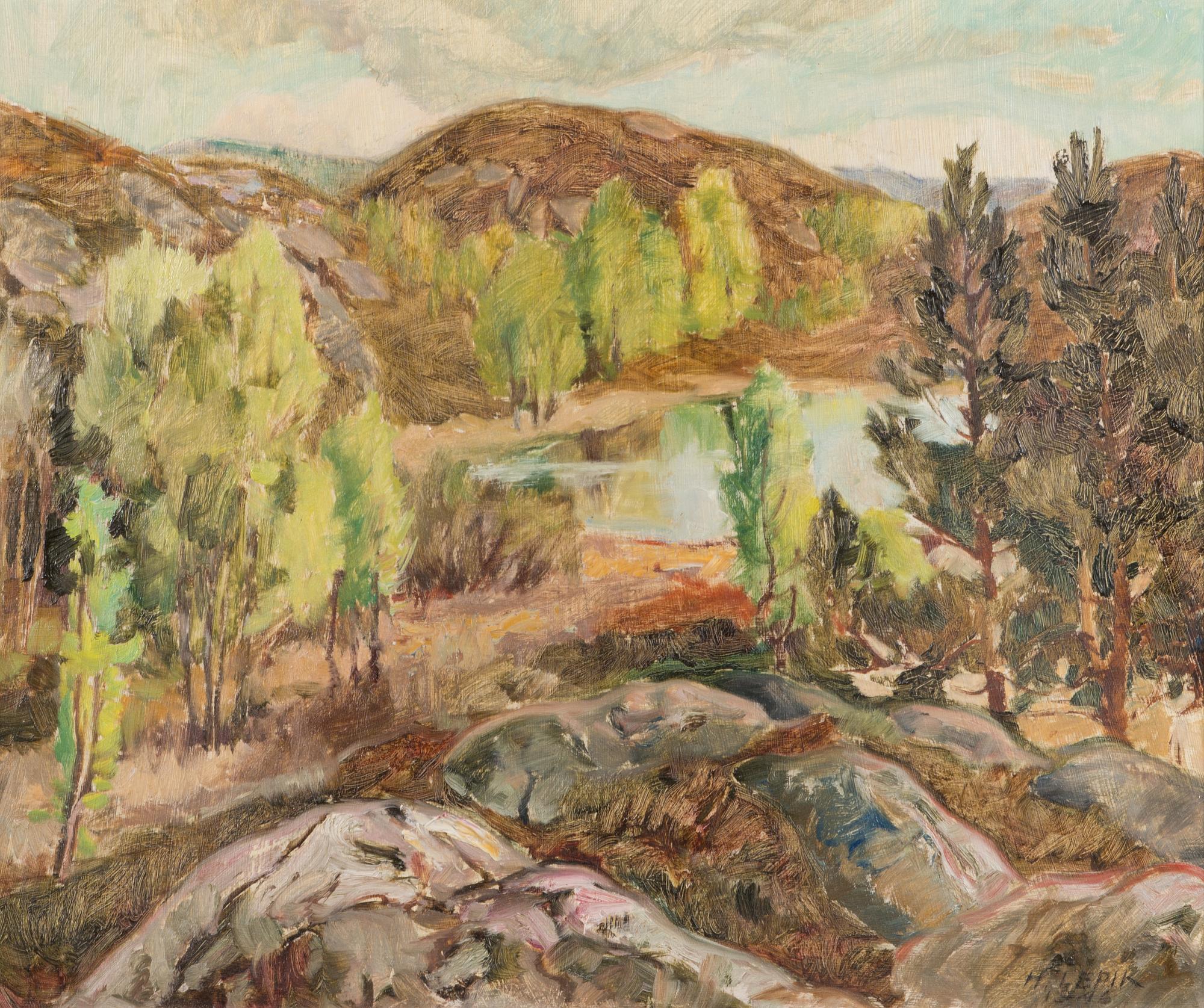 HUGO LEPIK, öljy levylle, signeerattu ja päivätty 1946.
