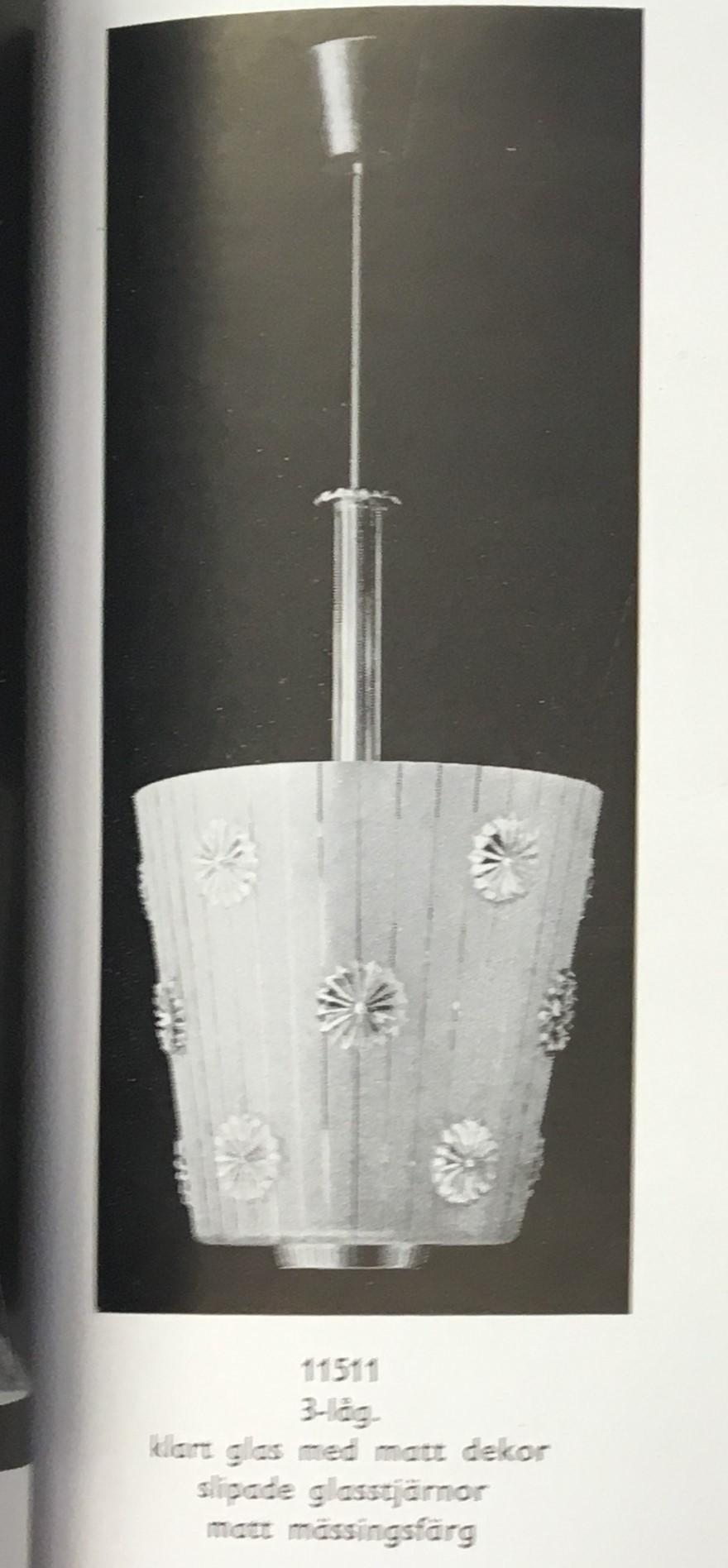 Harald Notini, a ceiling lamp model "11511", Arvid Böhlmarks Lampfabrik, Stockholm, 1940s.