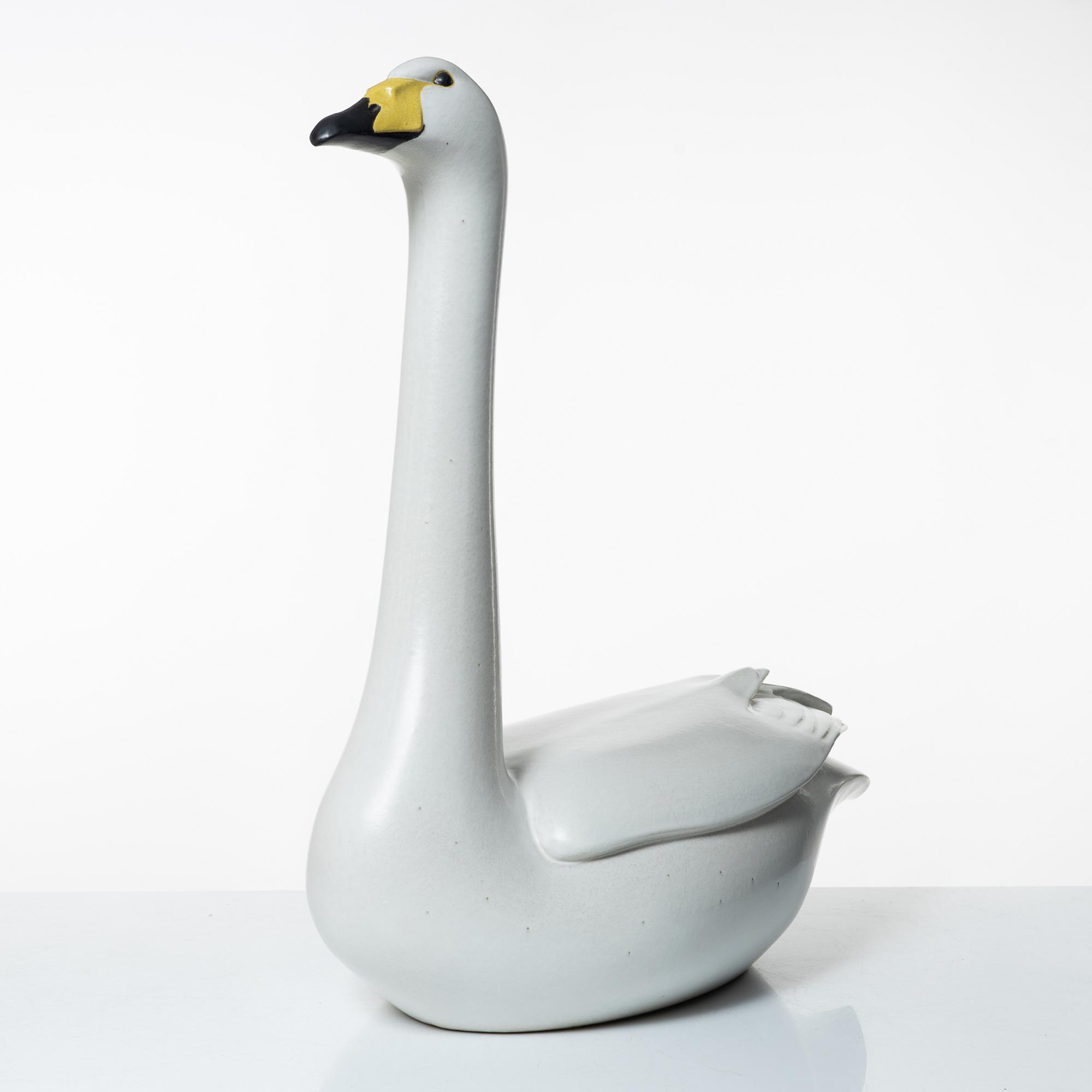 Paul Hoff, a stoneware sculpture of a swan, "Cyngus Cyngus", Gustavsbergs STudio, Sweden, 1986.