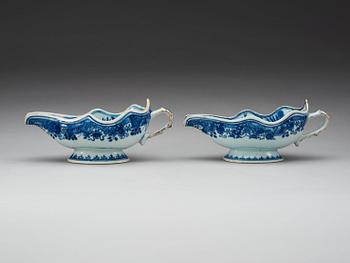 A pair of blue and white sauce boats, Qing dynasty, Qianlong (1736-95).