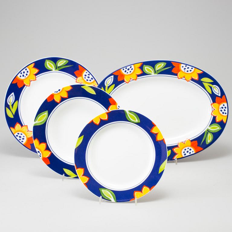 SERVIS, glas och porslin, 24 + 62 delar, "Solros", Christineholm Design.