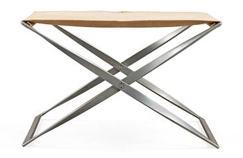 76. A Poul Kjaerholm 'PK-91' steel and canvas folding stool, E Kold Christensen, Denmark.