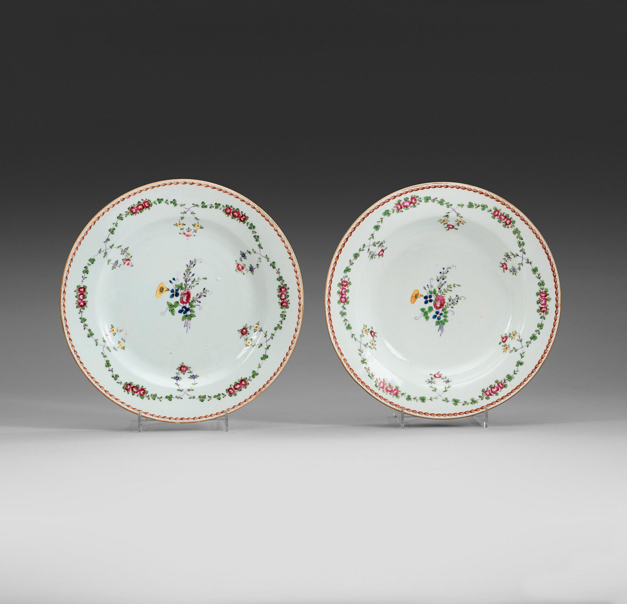 A set of 10 famille rose plates, Qing dynasty, Qianlong (1736-95).