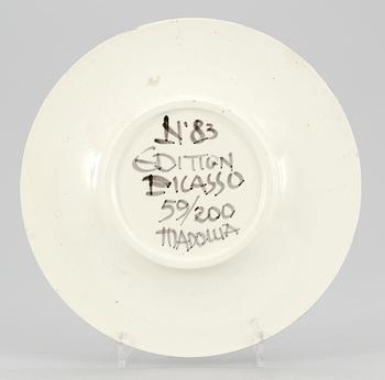 A Pablo Picasso 'Oiseau no 83' faience dish, Madoura, Vallauris, France 1963.