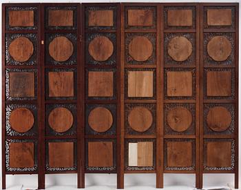A Chinese six fold screen, Qing dynasty, 19th Century.