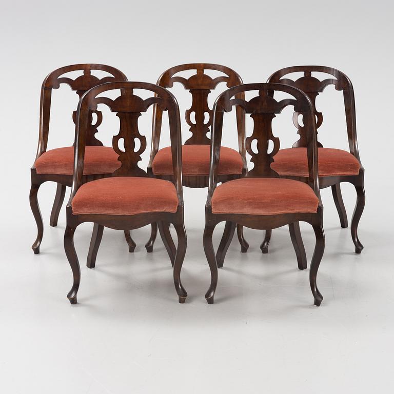 Stolar, 5 st, sk Göteborgsstolar, 1800-tal.