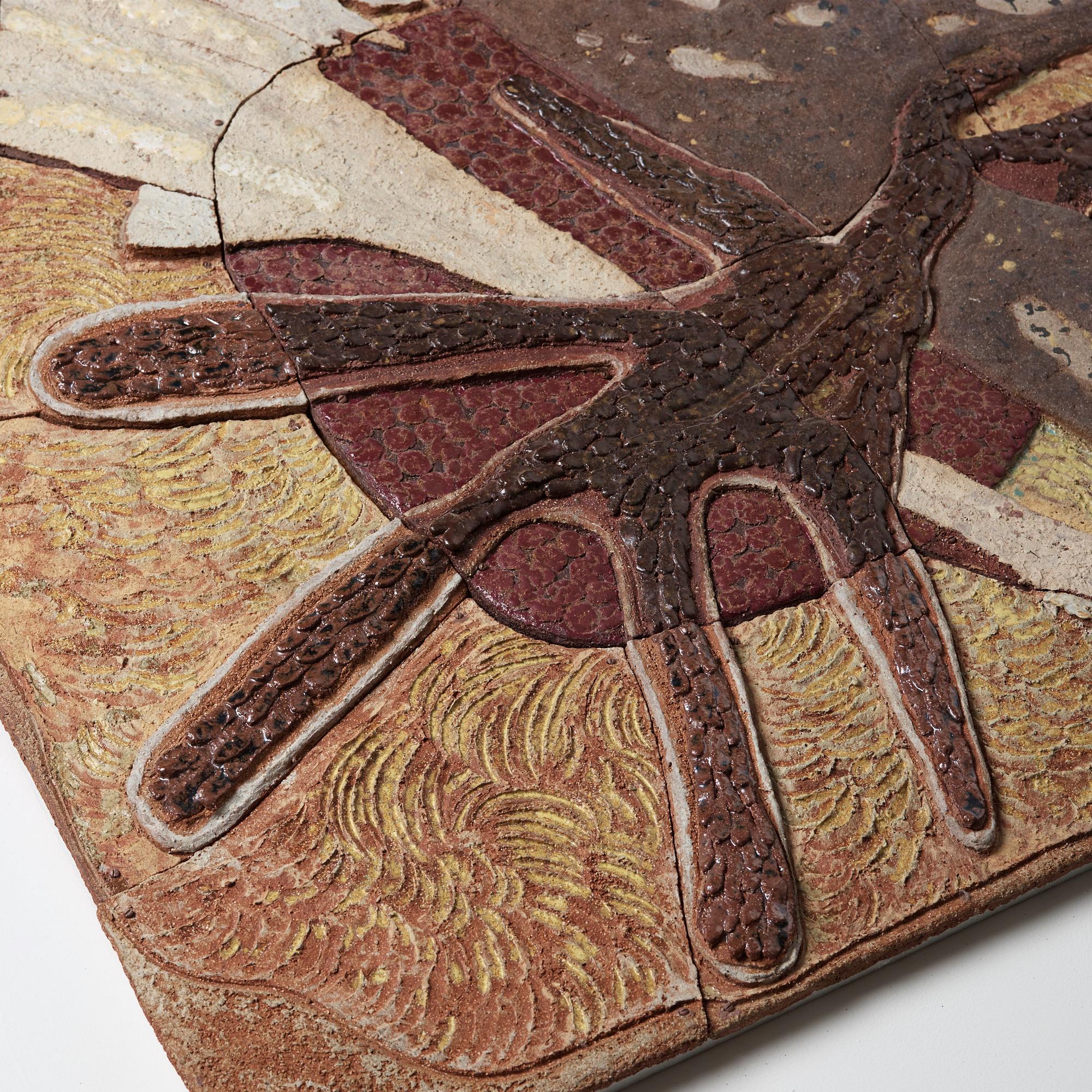 Tyra Lundgren, relief "Flygande fågel mot sol", egen ateljé 1960-tal.