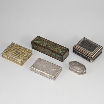 A group of boxes with covers, India, middle-east and south east asian, early 20th Century.