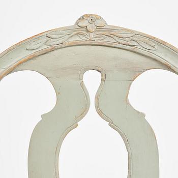 A pair of Gustavian open armchairs, Stockholm, late 18th century.