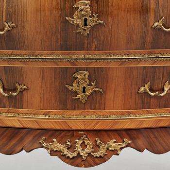 A rococo parquetry and gilt brass-mounted commode possibly by C. Åhman (master in Stockholm 1748-1783).