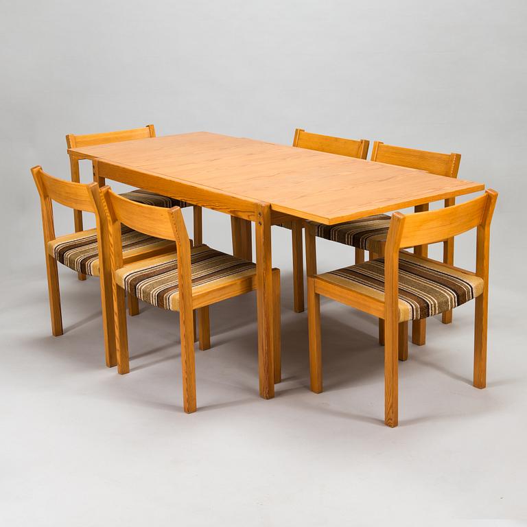 Eero Aarnio, ruokapöytä ja tuoleja, 6 kpl, "Pine", Asko 1960-luku.