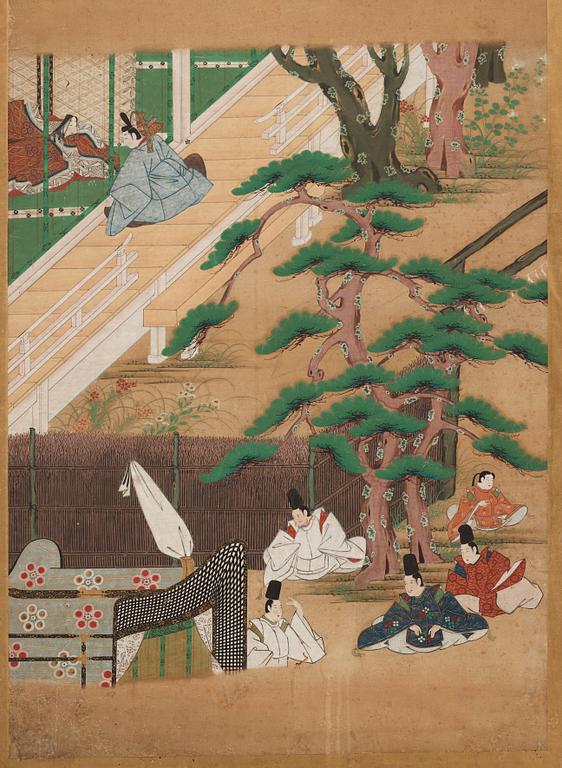 A Japanese six fold screen, Edo period (1603-1868).