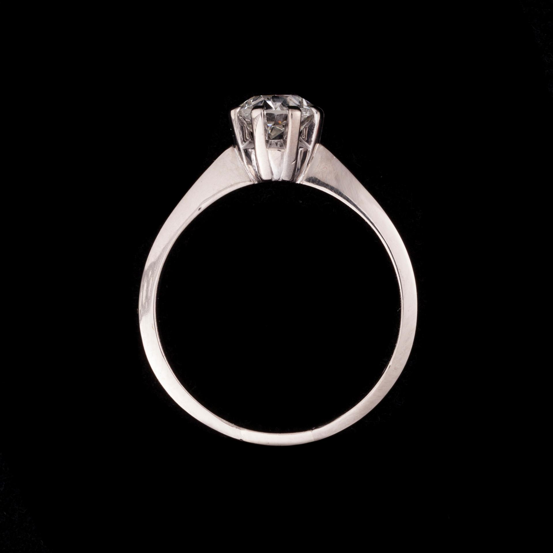 RING, 18K vitguld, briljantslipad diamant 1,14 ct, kulett. N. Westerback Helsingfors 1967. Vikt 4,7 g.