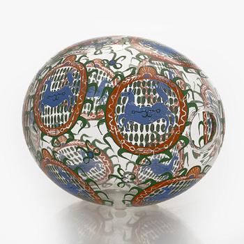 Oiva Toikka, skulptur /dekorationsägg,  signerad Oiva Toikka Nuutajärvi Notsjö.