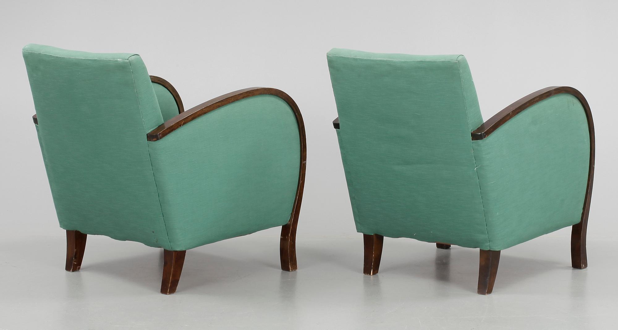 FÅTÖLJER, ett par, art déco, 1930/40-tal.