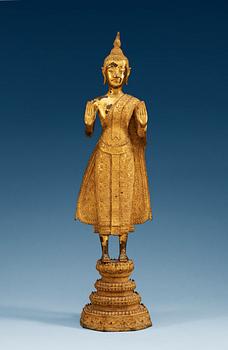 1446. A gilt bronze figure of Buddha, Thailand, Ratanakosin, 19th Century.
