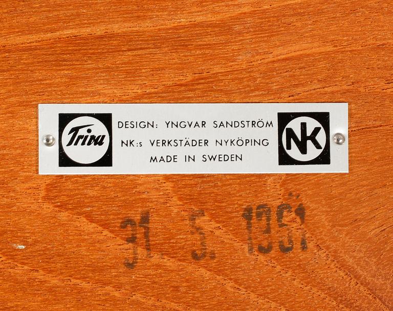 A pair of bed tables from the Triva series, Nordiska Kompaniet, designed by Yngvar Sandström, made 1961.