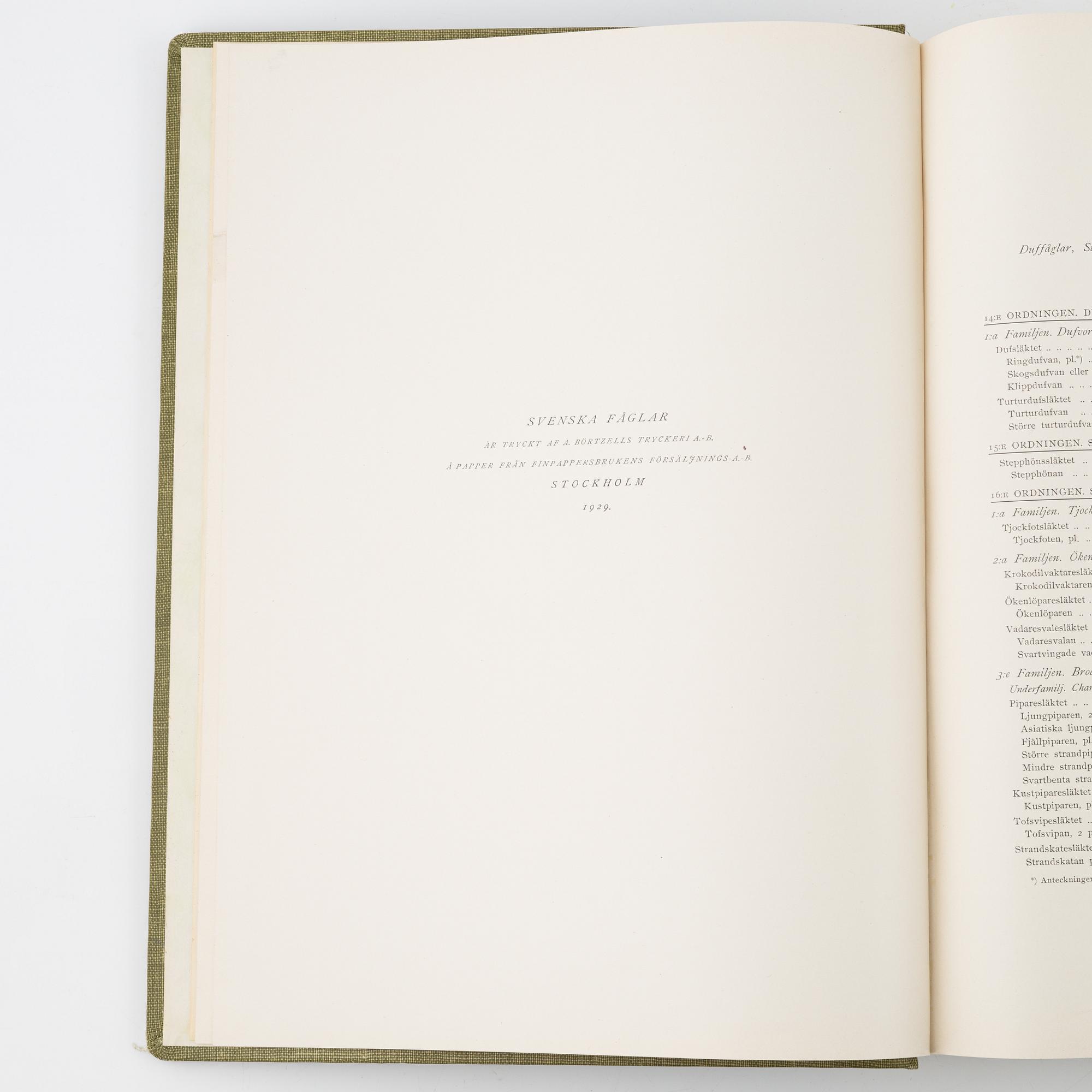 Bröderna von Wright, bokverk, 3 band, "Svenska fåglar", samt bokverk "Svenske foglarna" av Carl.J.Sundevall.