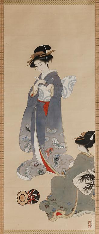 RULLMÅLNING på papper, Japan omkring år 1900.