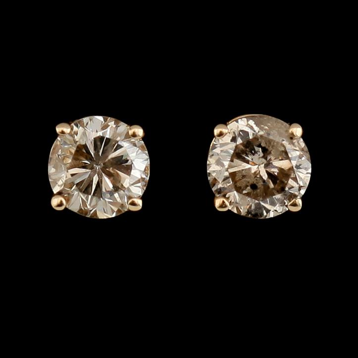 ÖRHÄNGEN, 1 par, 14K guld, briljantslipade diamanter tot ca 0.40 ct.