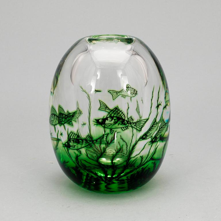 VAS, glas, fiskgraal, Edward Hald Orrefors, 1971.