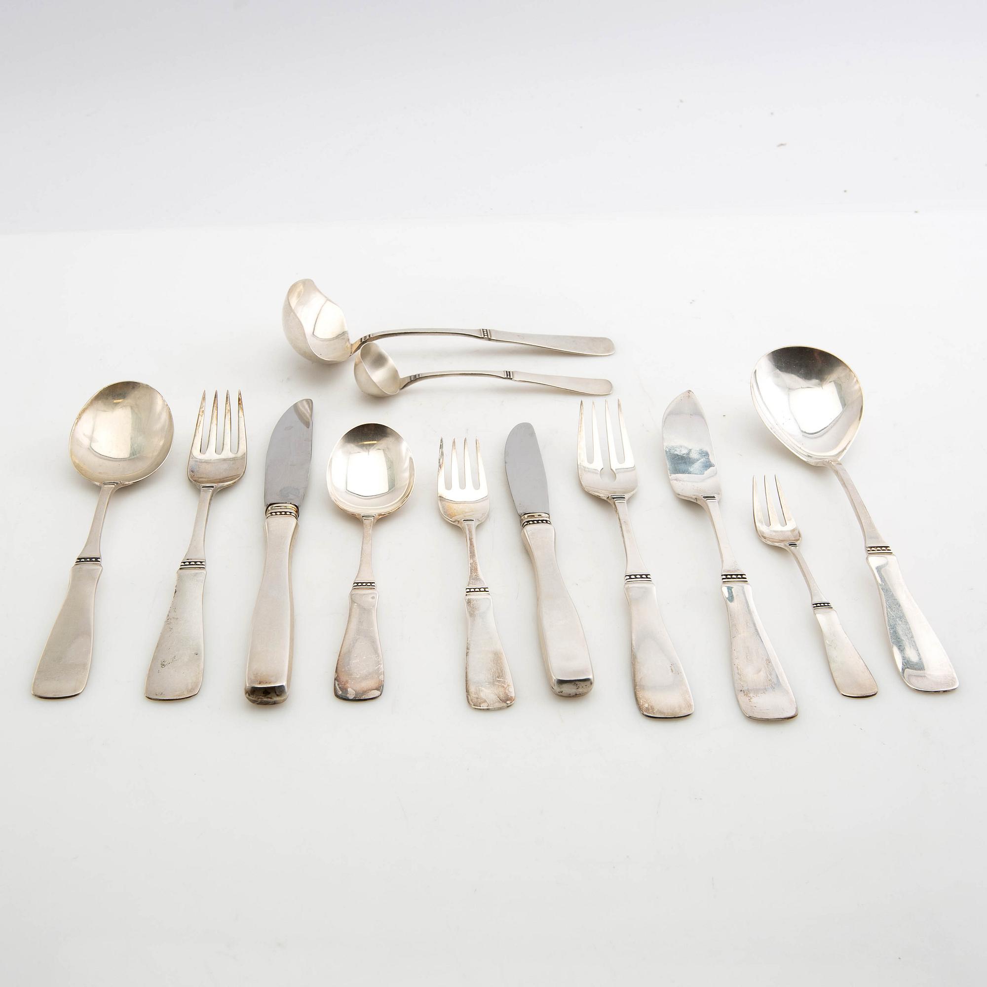 Eric Löfman, cutlery service, 123 dlr, silver, model "Uppsala", MGAB Lidköping 1960s.