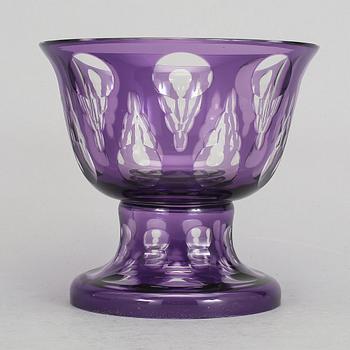 SKÅL PÅ FOT, glas, Böhmiskt, 1900-talets första kvartal.