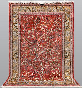 A Gohm figural rug, silk, signed, c. 149 x 96 cm.
