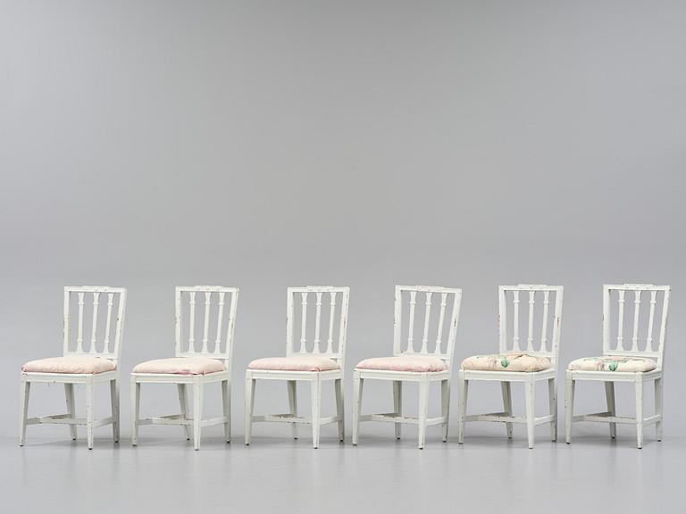 A set of six late Gustavian chairs by E. Öhrmark (master in Stockholm 1777-1813).