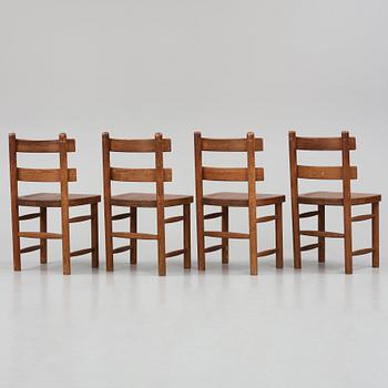 Axel Einar Hjorth, a set of 4 stained pine 'Sandhamn' chairs, Nordiska Kompaniet Sweden 1931-1932.