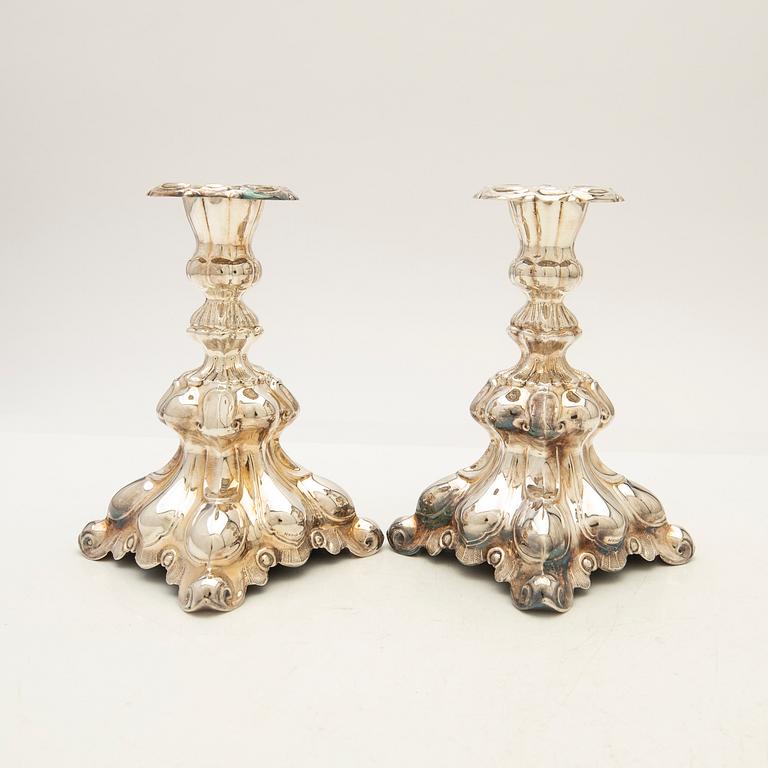 Candelsticks, a pair, silver, TESI, Gothenburg, 1957.