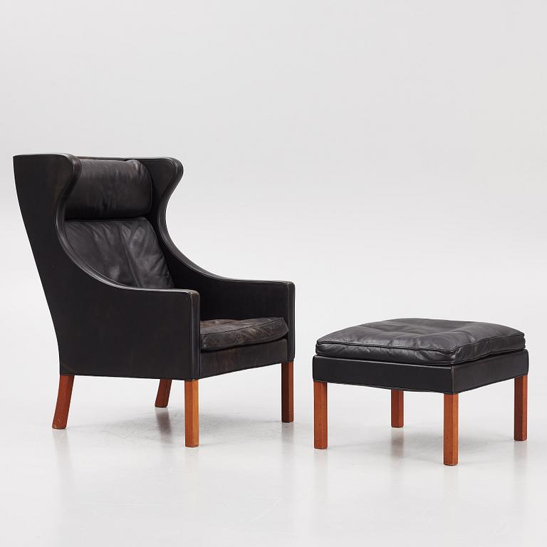 Børge Mogensen, a model 2204 armchair with ottoman, Fredericia Stolefabrik, Denmark.