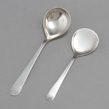 WIWEN NILSSON, two silver serving spoons, Lund 1952 and 1955.