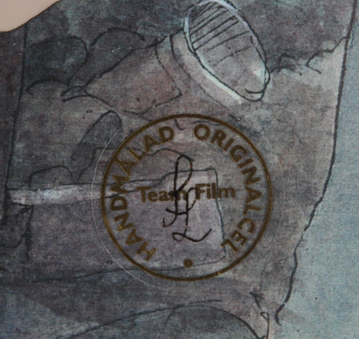 ORIGINALCEL, ur "Pelle Svanslös", blandteknik, Team Film, sign SL.