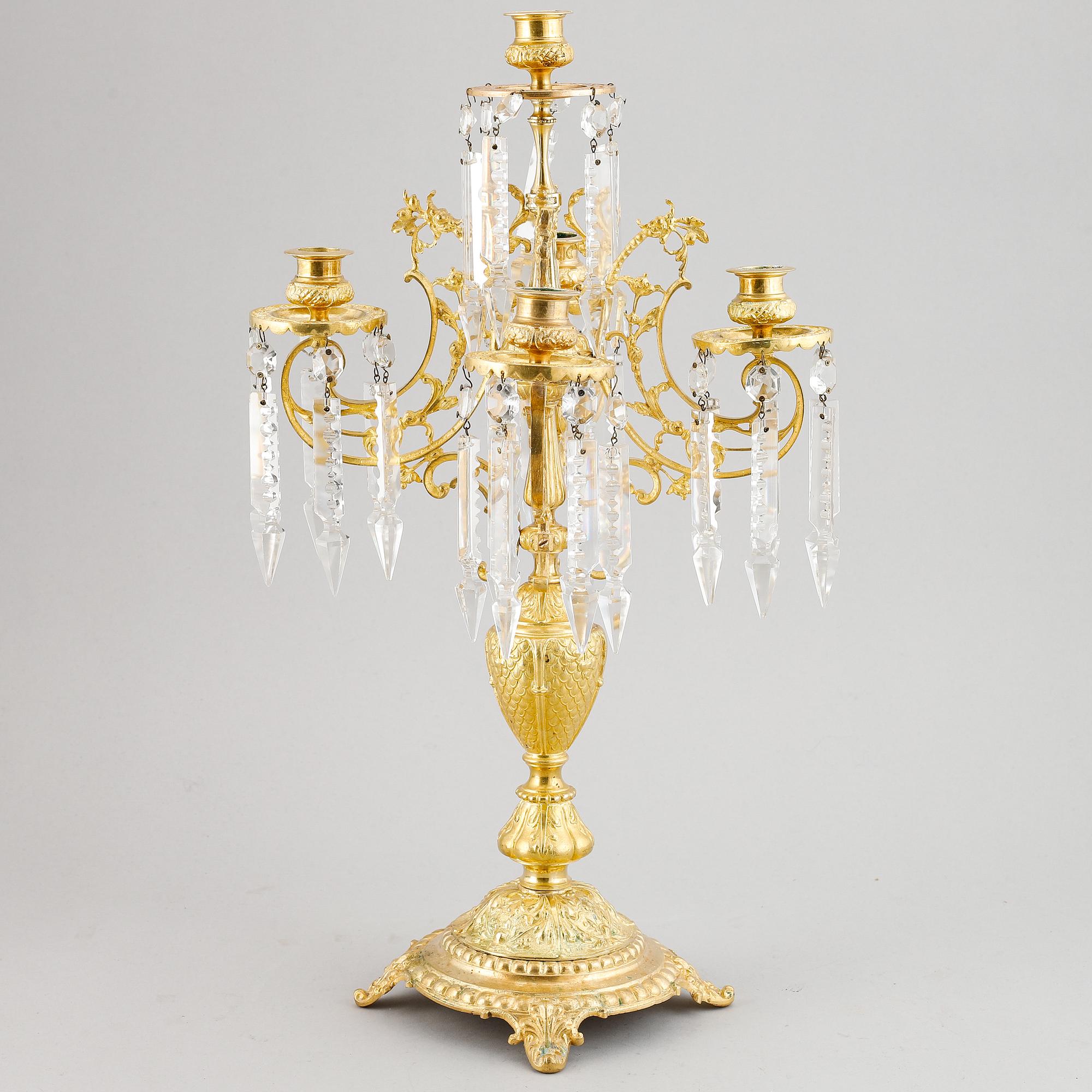 Kandelaber, mässing, oscariansk, 1800-talets slut.