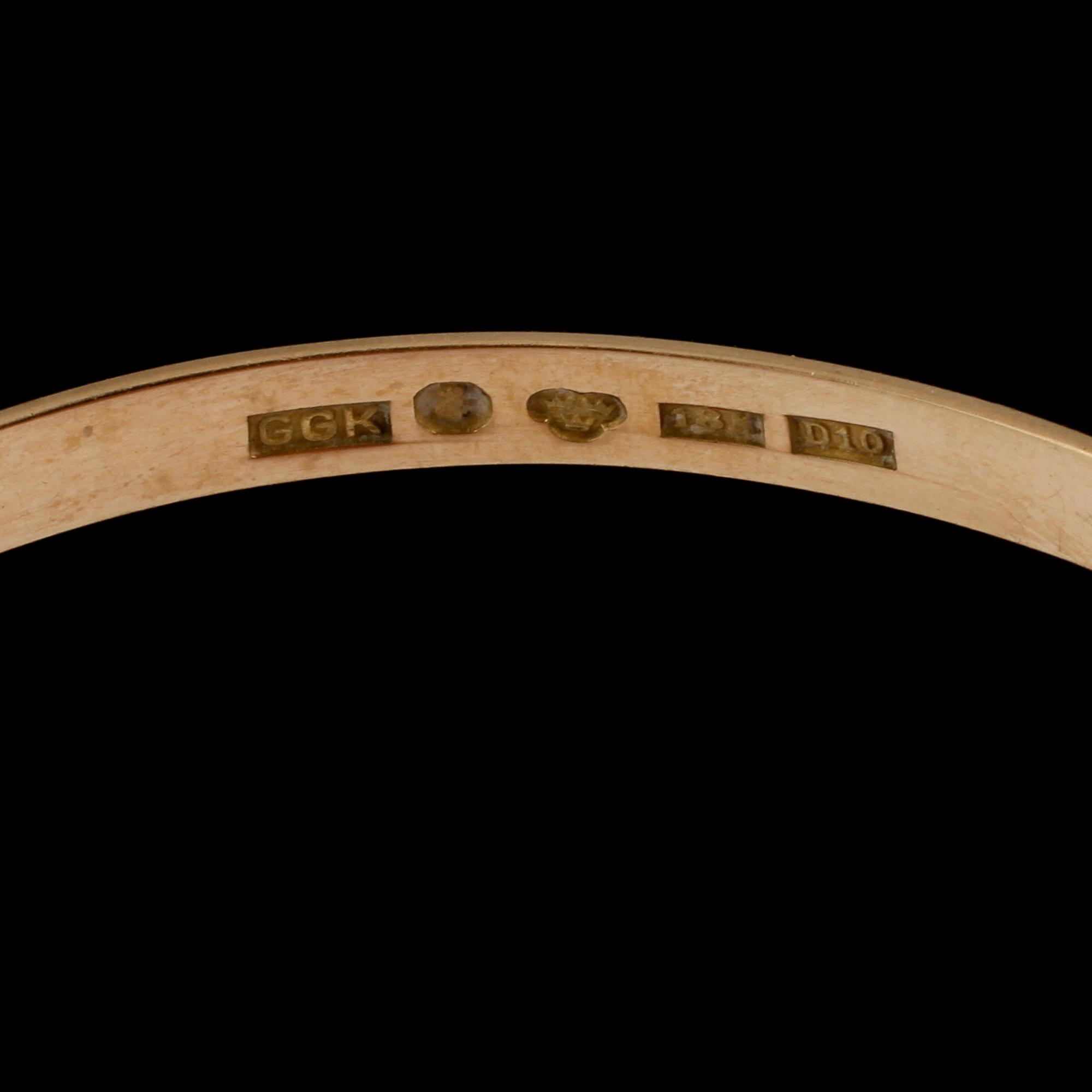 ARMRING, 18k guld, Kuhlin, Göteborg, 1978. Vikt 20 g.