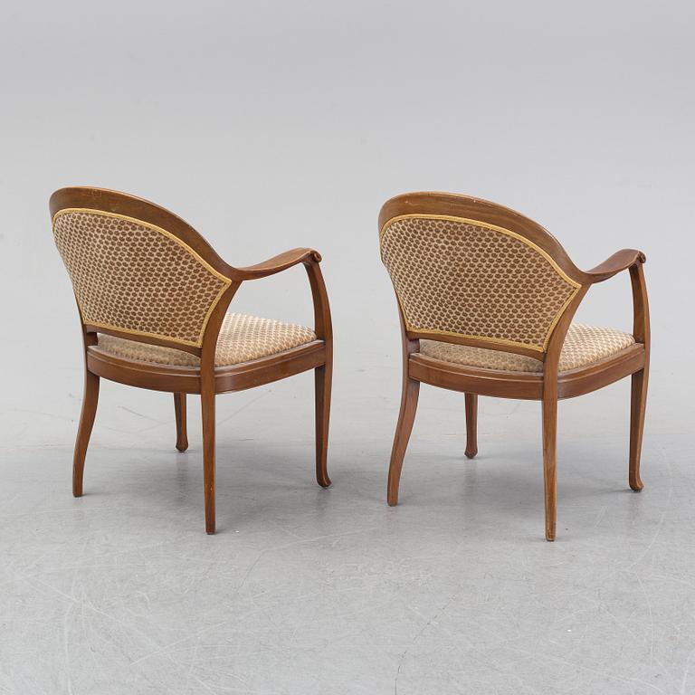 A pair of art noveu armchairs, early 20th Century.