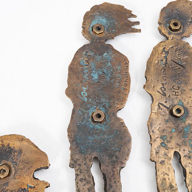 James Coignard, sculptures/wall plaques, 2 + 3 pieces, bronze, signed, Guyot Fondeur.