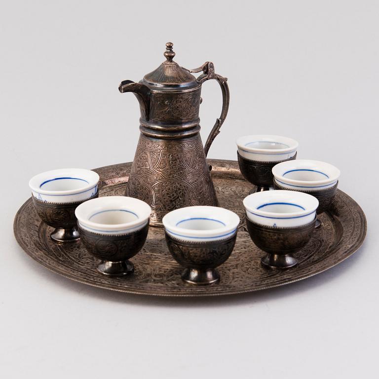 KAFFESERVIS, silver (900), Egypten, 1900-talets senare hälft.