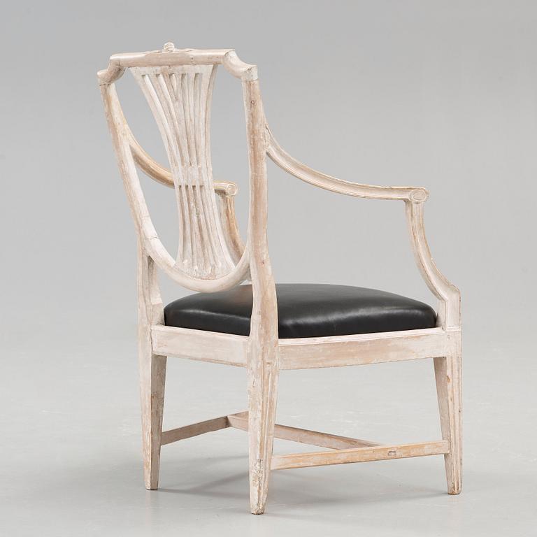 A Gustavian armchair by J E Höglander, master 1777.